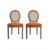 Set van 2 fluwelen/canvas stoelen, houten poten, 48X46XH96 CM - MÉDAILLON Kleur Roest