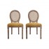 Lot de 2 chaises en velours/cannage, pieds bois, 48X46XH96 CM - MÉDAILLON Couleur Orange
