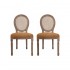 Lot de 2 chaises en velours/cannage, pieds bois, 48X46XH96 CM - MÉDAILLON Couleur Brun