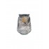 Glass candle holder with hanging golden star H12 cm