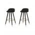 Set of 2 PABLO bar stools with golden tips in velvet Seat height 66cm Color Black