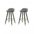 Set of 2 PABLO bar stools with golden tips in velvet Seat height 66cm Color Grey