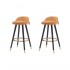 Set of 2 PABLO bar stools with golden tips in velvet Seat height 66cm Color Orange