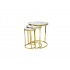 Set of 3 nesting tables with marble effect glass top D27/37/47 and H45/50/55 Color Gold