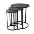 Set of 3 nesting tables with marble effect glass top D27/37/47 and H45/50/55 Color Black