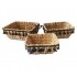 Set of 3 rectangular wicker baskets with pompons 22*15*10/29*19*11/30*23*12 Color Black