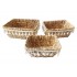 Set of 3 rectangular wicker baskets with pompons 22*15*10/29*19*11/30*23*12 Color White