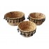 Set of 3 circular wicker baskets with pompons D18*H10/D22*H11/D26*H12 Color Black