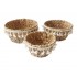 Set of 3 circular wicker baskets with pompons D18*H10/D22*H11/D26*H12 Color White