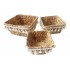 Set of 3 square wicker baskets with black pompon 17*17*10/21*21*11/25*25*12 Color White