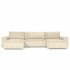 Panoramic Sofa Bed 6 seats Fabric velvet cottelé 388x155xH94 - SEATTLE Color Beige