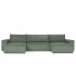 Panoramic Sofa Bed 6 seats Fabric velvet cottelé 388x155xH94 - SEATTLE Color Green