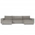 Panoramic Sofa Bed 6 seats Fabric velvet cottelé 388x155xH94 - SEATTLE Color Grey