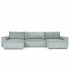 Panoramic Sofa Bed 6 seats Fabric velvet cottelé 388x155xH94 - SEATTLE Color Vert fade