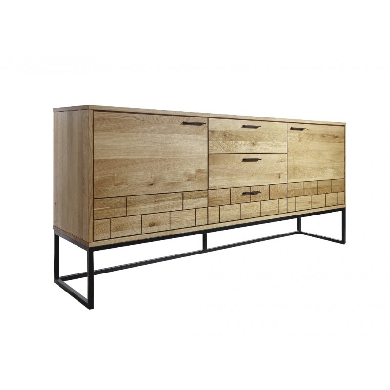 Oak sideboard COPENHAGUE 3 drawers 2 cupboards 182x40xH82cm