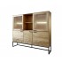 Wooden dresser COPENHAGUE 5 cupboards 2 glass doors 166x40x152cm