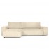 Convertible corner sofa 4/5 places Fabric velvet cottelé 290x99xH90cm - SEATTLE Color Beige