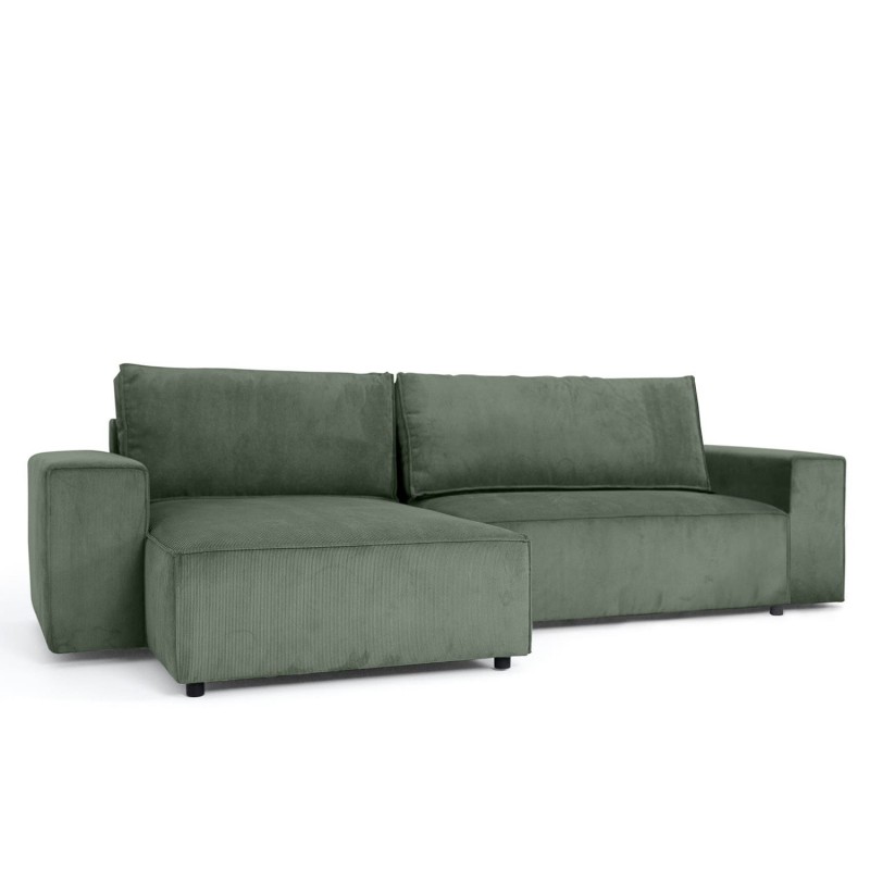 Convertible corner sofa 4/5 places Fabric cottelé 290x99xH90cm - SEATTLE