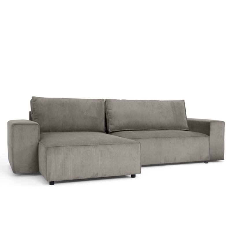 Convertible corner sofa 4/5 places Fabric cottelé 290x99xH90cm - SEATTLE