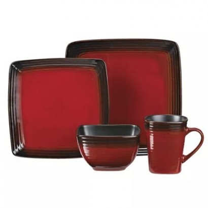 Black and on sale red dish set