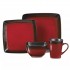 Vierkant keramisch dessertbord rood/zwart, 20x20CM - PALMIE