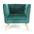 Velvet armchair, wrap-around seat, natural legs, 74.5X81XH75CM - HARRIS Color Green
