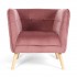 Fluwelen fauteuil met omhullende zitting en natuurlijke poten, 74,5X81XH75CM - HARRIS Kleur Roze