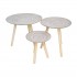 Set 3 tables gigogne 49x49 cm, 40x40 cm, 29.5x30 cm Couleur Blanc/Naturel