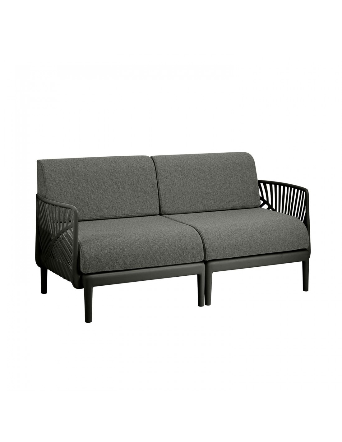 outdoor sofa with black cushions