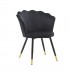 Velvet chair, shell shape, black and gold legs, 66x67.5x85 cm - MALIA Color Black