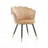 Fluwelen stoel, schelpvorm, zwarte en gouden poten, 66x67.5x85 cm - MALIA Kleur Bruin