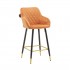 Velvet upholstered bar chair with armrests, black and gold legs -Rani Color Rouille
