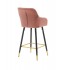 Velvet upholstered bar chair with armrests, black and gold legs -Rani