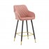 Velvet upholstered bar chair with armrests, black and gold legs -Rani Color Pink