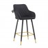 Velvet upholstered bar chair with armrests, black and gold legs -Rani Color Black