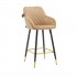 Velvet upholstered bar chair with armrests, black and gold legs -Rani Color Brown