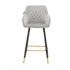 Velvet upholstered bar chair with armrests, black and gold legs -Rani