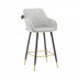 Velvet upholstered bar chair with armrests, black and gold legs -Rani Color Grey