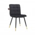 Chaise capitonnée velours, pieds noirs et Or , 52x43x80 cm - LEEDY Couleur Noir