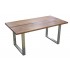 Table salle à manger bois massif et résine de verre, pieds métal brossé - STARK