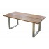 Table salle à manger bois massif et résine de verre, pieds métal brossé - STARK