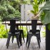 Industriële eetkamerstoel met houten zitting geïnspireerd op de Tolix-stoel