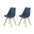 Lot de 2  chaises scandinave avec pieds en bois massif-ALBA Couleur Bleu