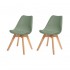 Lot de 2  chaises scandinave avec pieds en bois massif-ALBA Couleur Vert