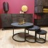 Set of 3 Black Solid Wood Coffee Tables- DOLCE Color Black