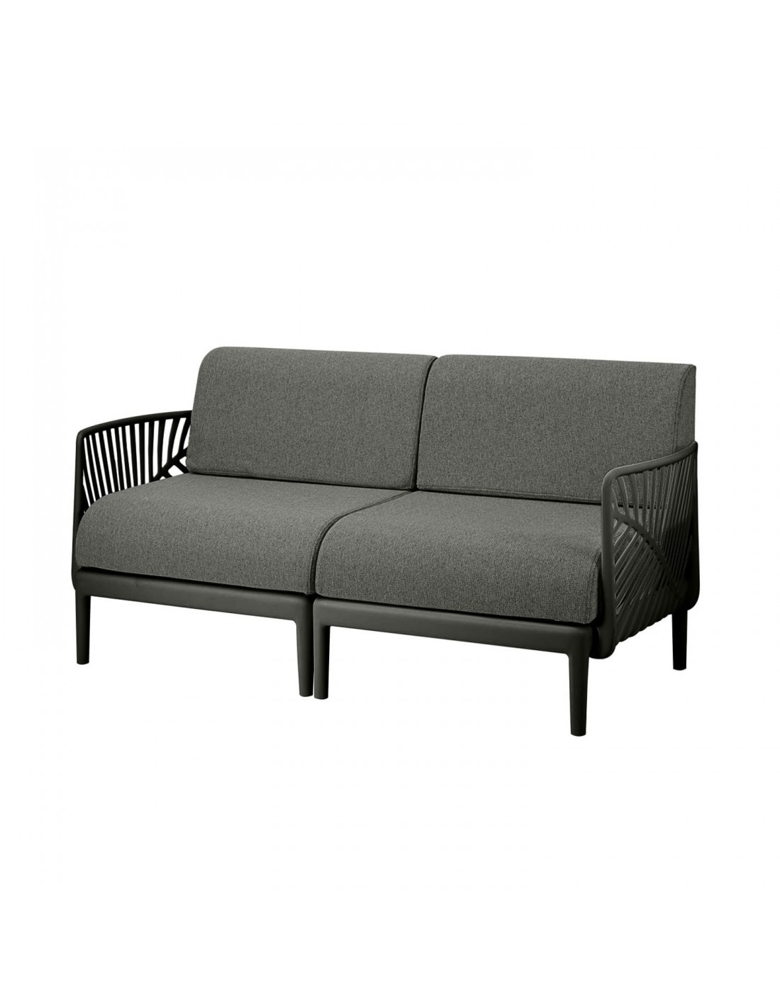 outdoor sofa with black cushions