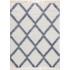 Soft ethnic rug with fringes- PUFF Color Blue