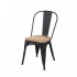 Industriële eetkamerstoel met houten zitting geïnspireerd op de Tolix-stoel Kleur Zwart