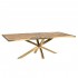 Table à manger rectangulaire en bois massif/acier doré, 240x100xH78 cm - CLEME
