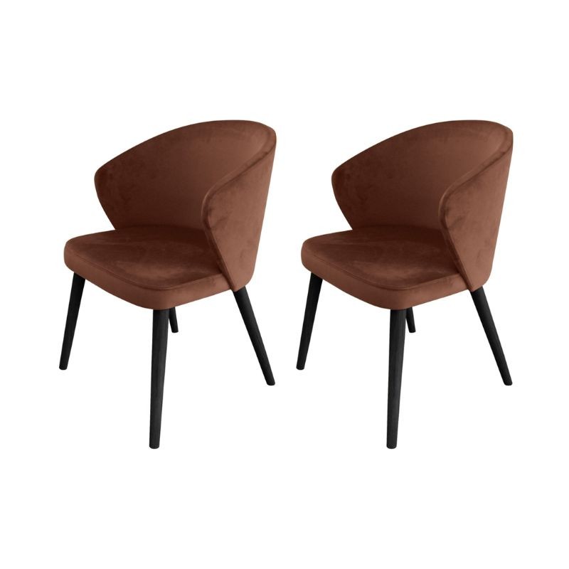 Set of 2 chairs with velvet armrests, solid wood structure
